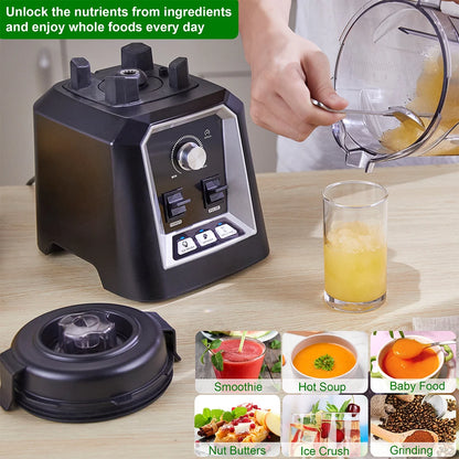 BioloMix professional kitchen smoothie blender with BPA-free 2L low-profile jar, food mixer, juicer, and ice crusher for smoothies.