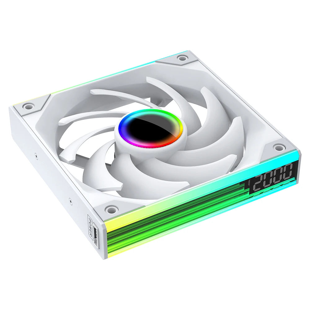 BACKUPMYFILESNOW® Jungle Leopard Starlink 360 digital integrated fan with ARGB lighting, 240 chassis, silent cooling, and temperature control.