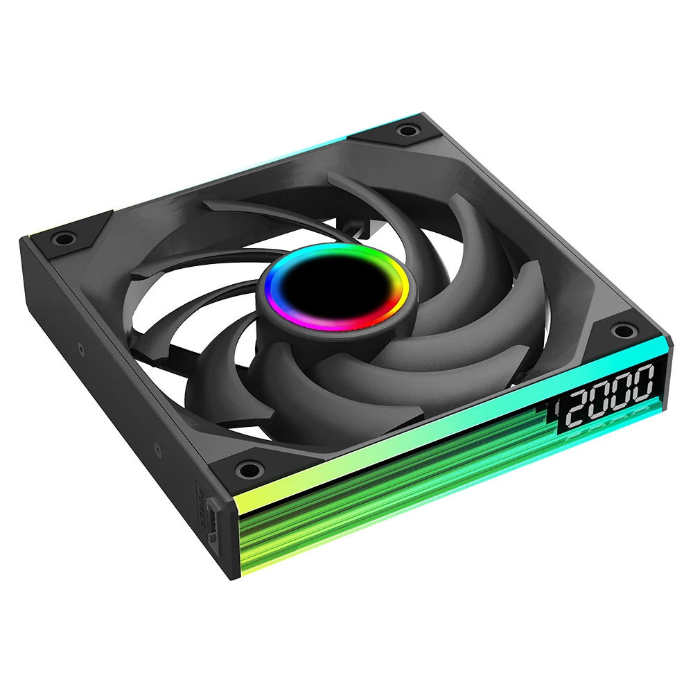 BACKUPMYFILESNOW® Jungle Leopard Starlink 360 digital integrated fan with ARGB lighting, 240 chassis, silent cooling, and temperature control