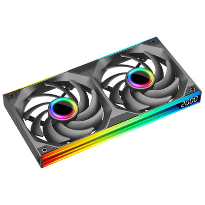 Jungle Leopard Starlink 360 Digital Integrated Fan with ARGB lighting, 240 chassis, silent operation, and temperature control.