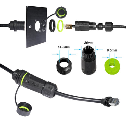 Starlink Gen 3 to CAT6 Ethernet cable connector by BACKUPMYFILESNOW.COM®, outdoor use, 0.5m or 1m length, designed for fast data transmission.