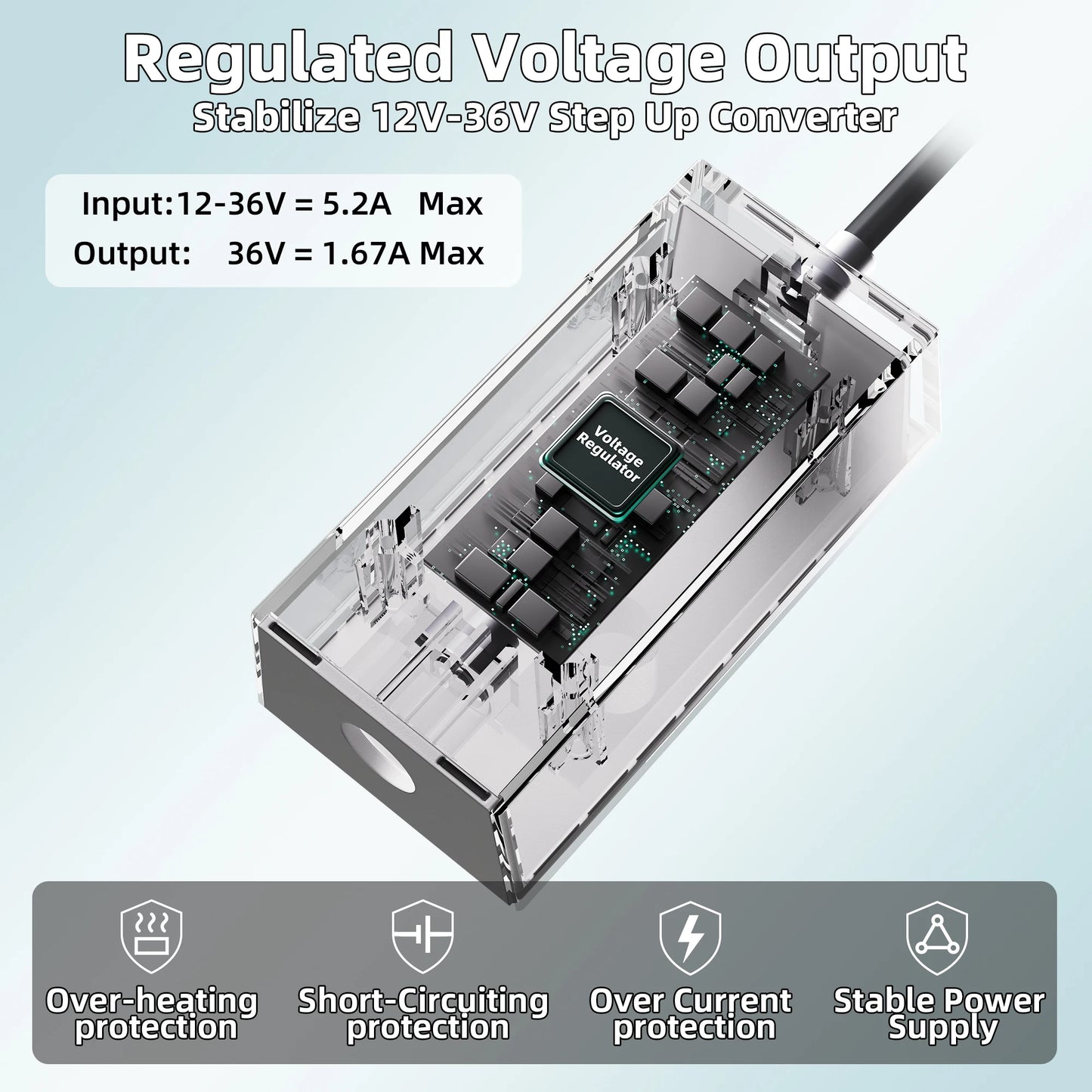 Starlink Mini Battery Adapter 12V-36V DC power supply with boost converter, shown with connection ports and compact design.
