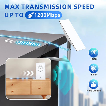 Waterproof 2m angled Starlink V2 cable for Starlink Gen2 router and satellite, compatible with rectangular satellite, by BACKUPMYFILESNOW.COM®.
