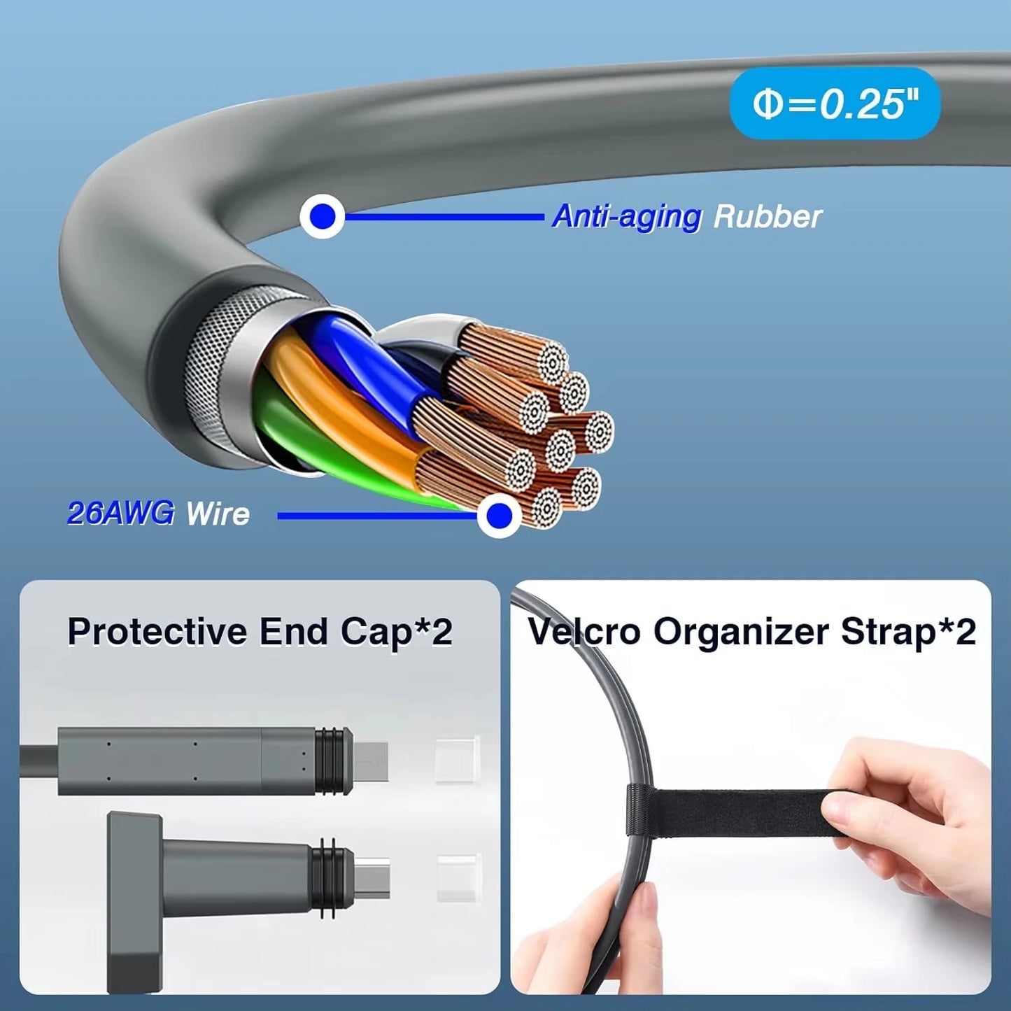 Starlink GEN2/V2 router cable by BACKUPMYFILESNOW.COM®, waterproof 6.5ft angled replacement cable for rectangular satellite.