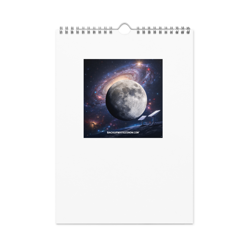 2025 wall calendar from BACKUPMYFILESNOW.COM® featuring spacious monthly grids and clean, minimal design on a white background.