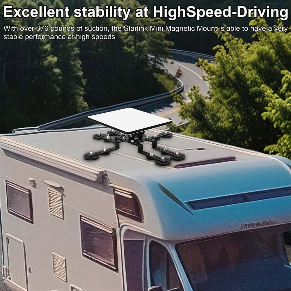 Starlink Mini V4 Magnetic Roof Mount with 12 magnetic bases, metal bracket, 160° tilt, suitable for RVs, cars, yachts, trucks