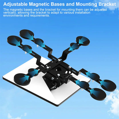 Starlink Mini V4 magnetic roof mount with 12 magnetic bases, 160° tilt, metal bracket, suitable for RVs, cars, yachts, trucks