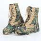 Men's tactical training high-top boots with shock-absorbing soles, durable hard sole, and high-waist design for outdoor hiking.