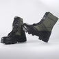 Men's tactical high-top hiking boots with shock-absorbing soles, outdoor durable design, and high-waist support for training and hiking.