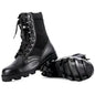 Men's tactical hiking boots with high-top design, shock-absorbing soles, and durable hard-soled construction for outdoor training.