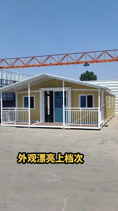 Modern 20ft and 40ft expandable container house by BACKUPMYFILESNOW.COM®, with forest cabin and garden room features.