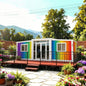 Modern 20ft and 40ft expandable container houses by BACKUPMYFILESNOW.COM® in a forest setting, showcasing luxury tiny home and garden room design.