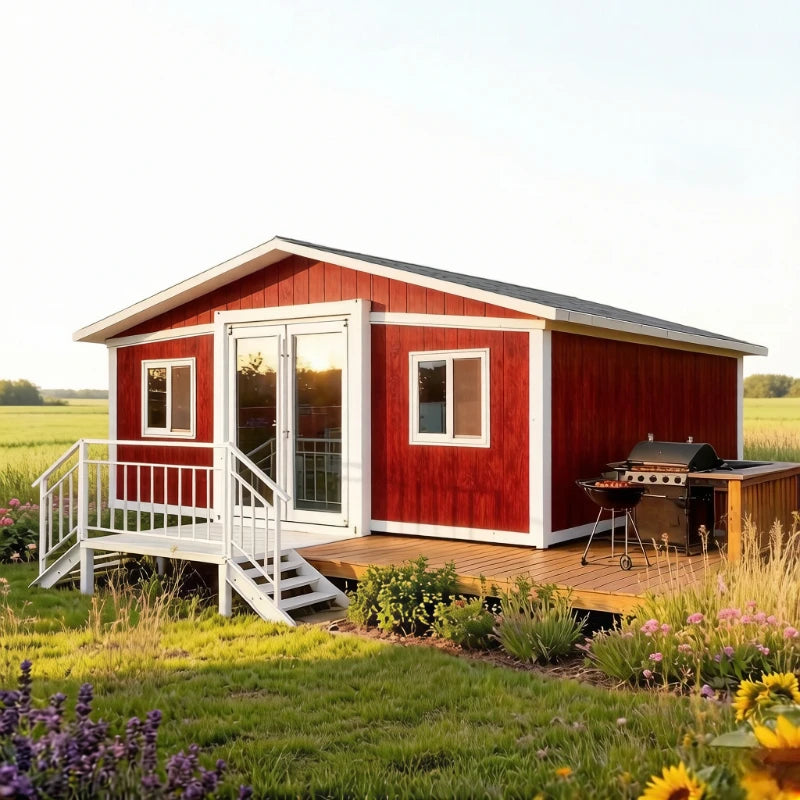 Expandable container house by BACKUPMYFILESNOW.COM® with modern design, 20ft or 40ft size, suitable for tiny homes, cabins, or garden rooms.