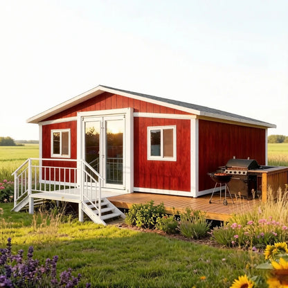 Expandable container house by BACKUPMYFILESNOW.COM® with modern design, 20ft or 40ft size, suitable for tiny homes, cabins, or garden rooms.