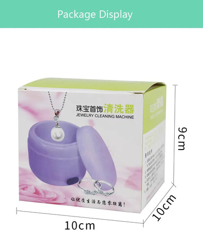 Portable jewelry cleaning machine by BackupMyFilesNow.com for rings, watches, coins, earrings, necklaces, dentures, and small metal parts.