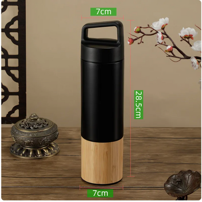 Stainless steel insulated water bottle by BACKUPMYFILESNOW.COM® with a sleek design and secure lid for hot or cold beverages.
