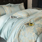 Luxury European bedding set with cotton embroidery, includes quilt cover, sheets, and hats, designed for senior sense bedding comfort.
