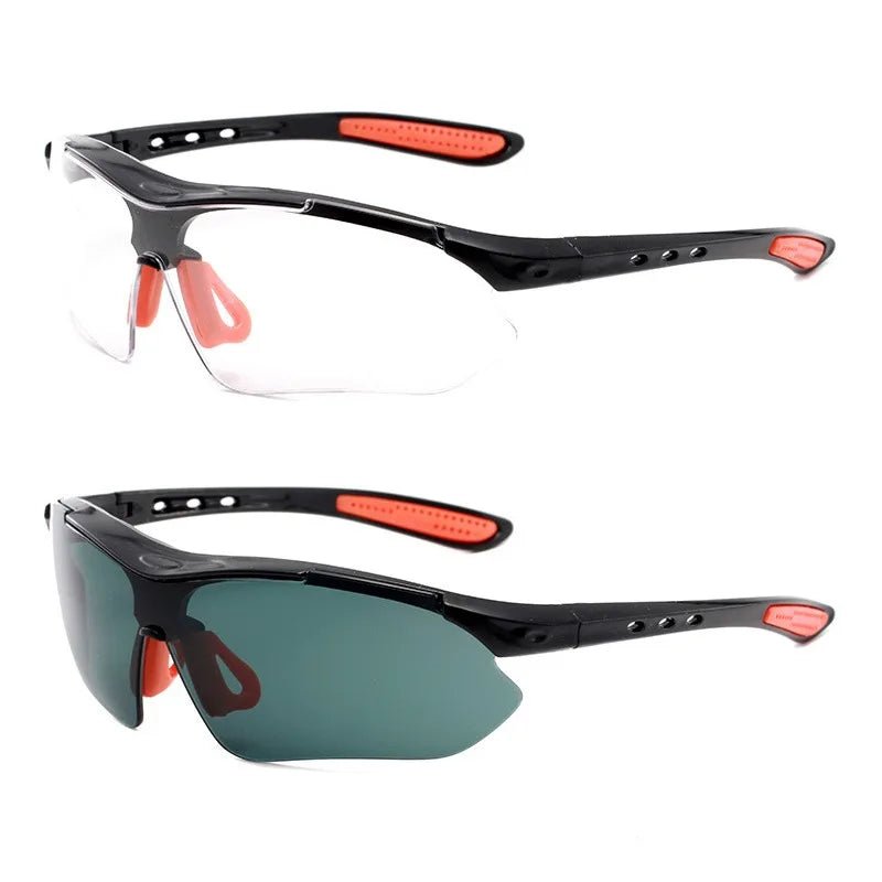 Safety goggles for cycling and lab work, windproof, vented, HD lenses, sandproof, protective eyewear for motorcycle and laboratory use.