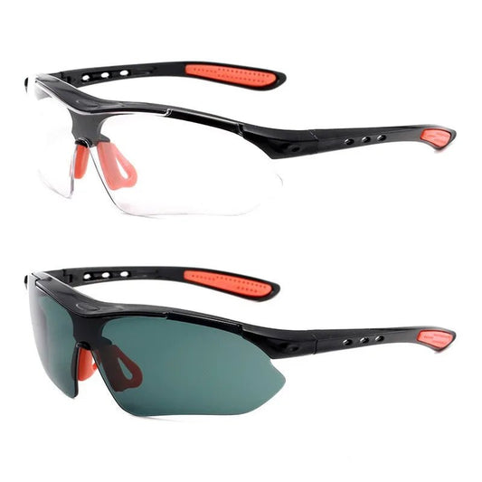 Safety goggles for cycling and lab work, windproof, vented, HD lenses, sandproof, protective eyewear for motorcycle and laboratory use.