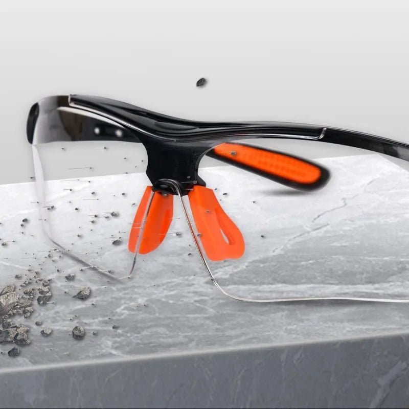 Cycling safety goggles from BACKUPMYFILESNOW.COM® with windproof vented HD lenses, protective design for lab, work, and motorcycle safety.
