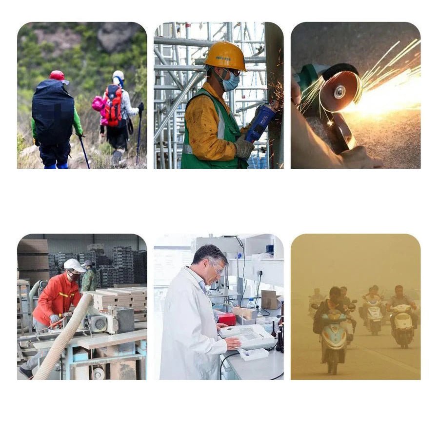 Safety goggles for cycling and lab work with windproof, vented design, HD lenses, and sandproof, motorcycle safety protective eyewear.
