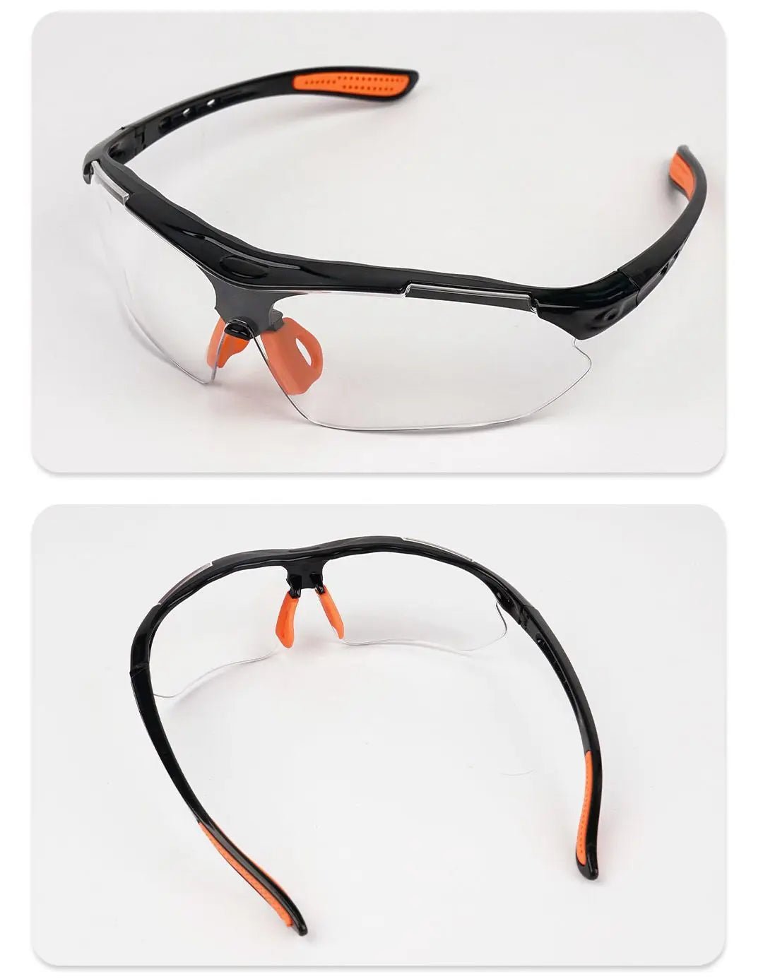 Vented safety goggles for cycling and lab work, windproof and sandproof, with clear HD lenses and protective fit for motorcycle safety.