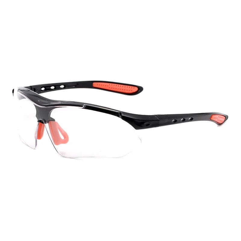 Cycling safety goggles with windproof vents, HD lenses, and sandproof protective design, suitable for lab work, motorcycle riding, and lab use.