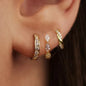 Set of three zircon hoop earrings for women, stainless steel cartilage earrings with delicate, stylish design for piercing jewelry.