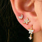 Set of three stainless steel zircon huggie hoop earrings for women, featuring small, elegant cartilage piercing jewelry.