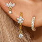 Three pairs of zircon hoop earrings for women, stainless steel cartilage earrings set with delicate, shiny huggie jewelry.
