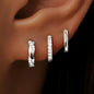 Set of 3 zircon hoop earrings for women, stainless steel huggies, perfect for cartilage piercings and jewelry styling.