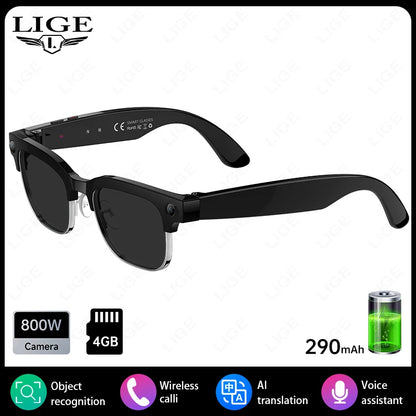 BackupMyFilesNow.com smart glasses with 8MP camera, video recording, photo recognition, translation, waterproof design, Bluetooth, IP66.