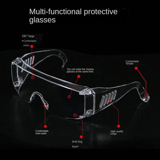 Industrial safety goggles by BACKUPMYFILESNOW.COM® with anti-splash, impact, fog, and droplet protection for riding and security use.
