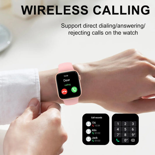 Black BackupMyFilesNow.com smart watch with wireless call dial, multi-sport mode, app reminders, compatible with iPhone and Android.