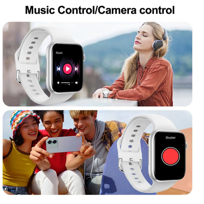 Black BackupMyFilesNow.com smart watch with wireless call, multi-sport mode, app reminders, compatible with iPhone and Android.