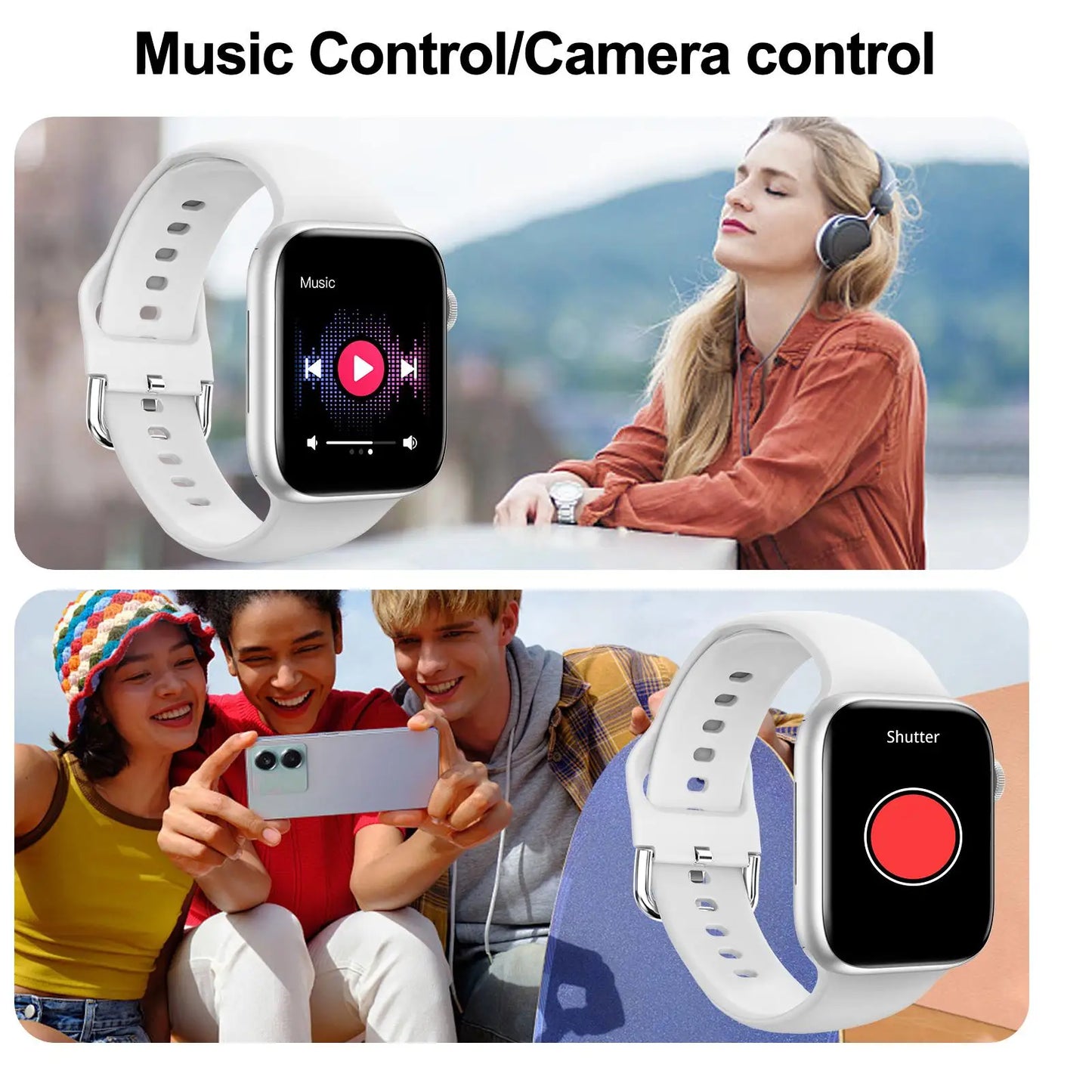 Black BackupMyFilesNow.com smart watch with wireless call, multi-sport mode, app reminders, compatible with iPhone and Android.