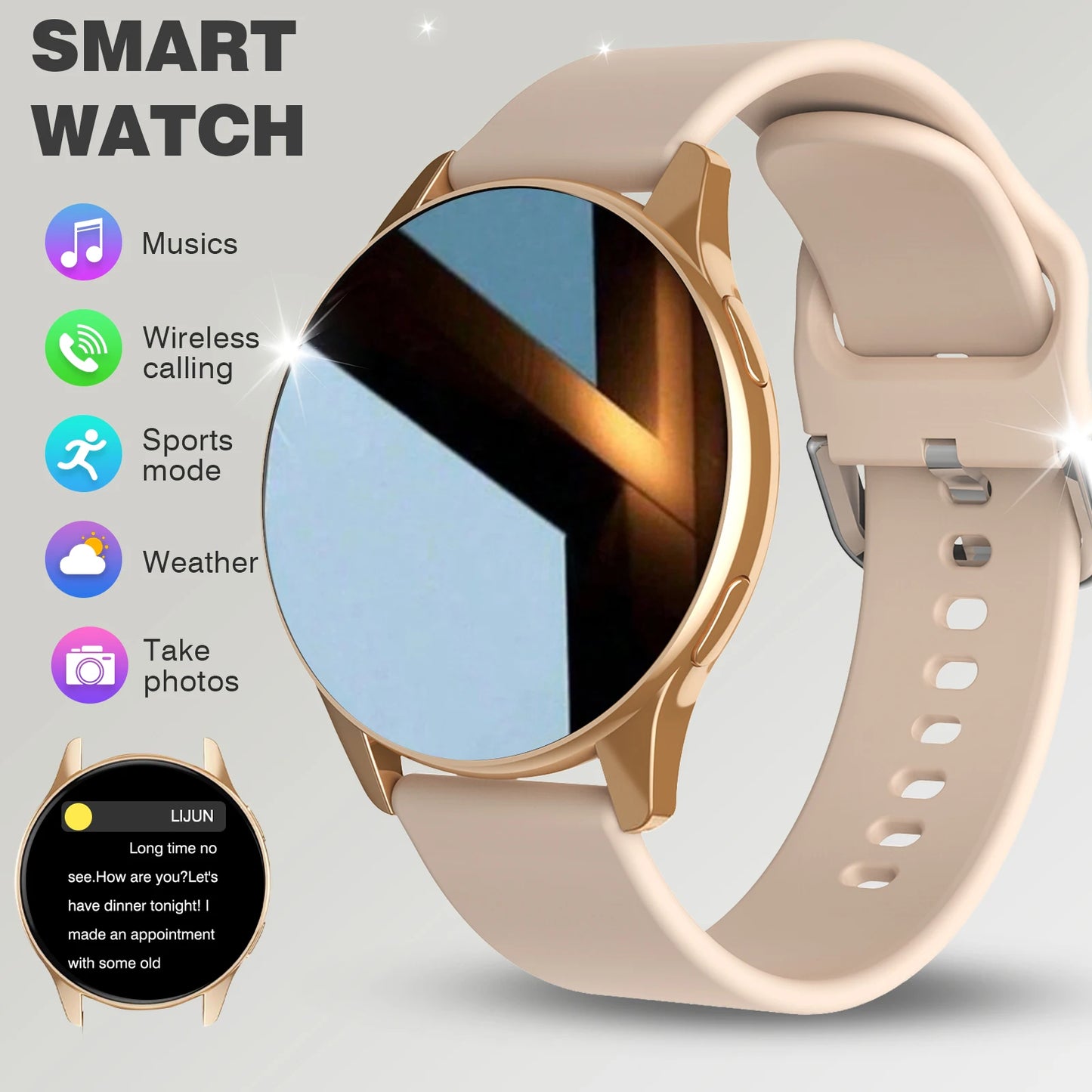 Black BackupMyFilesNow.com smart watch with wireless call dial, multi-sport mode, app reminders, compatible with iPhone and Android.