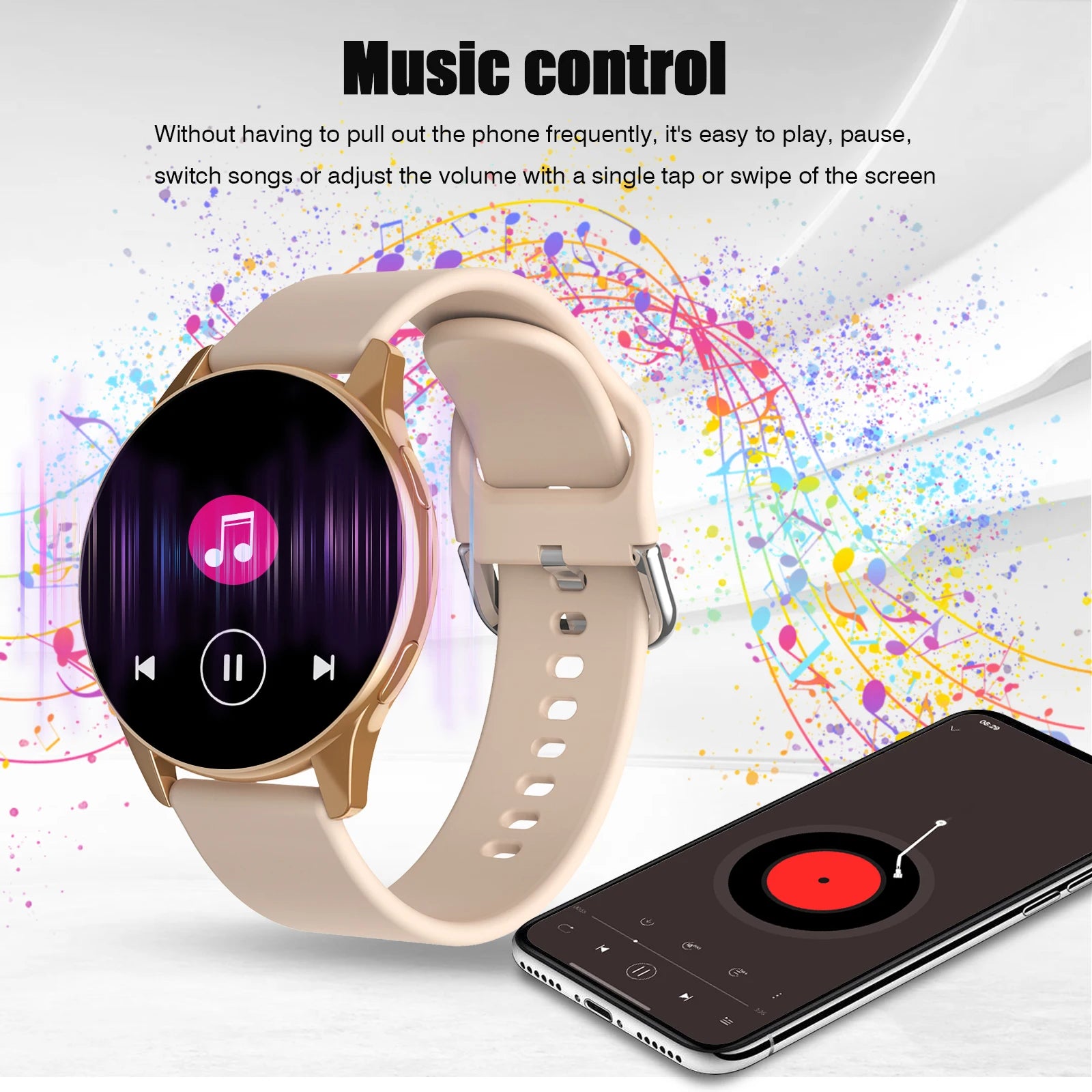 Black BackupMyFilesNow.com smart watch with wireless call, multi-sport mode, app reminders, compatible with iPhone and Android devices.