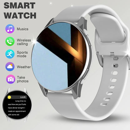 Black BackupMyFilesNow.com smart watch with wireless call, multi-sport mode, app reminders, compatible with iPhone and Android.