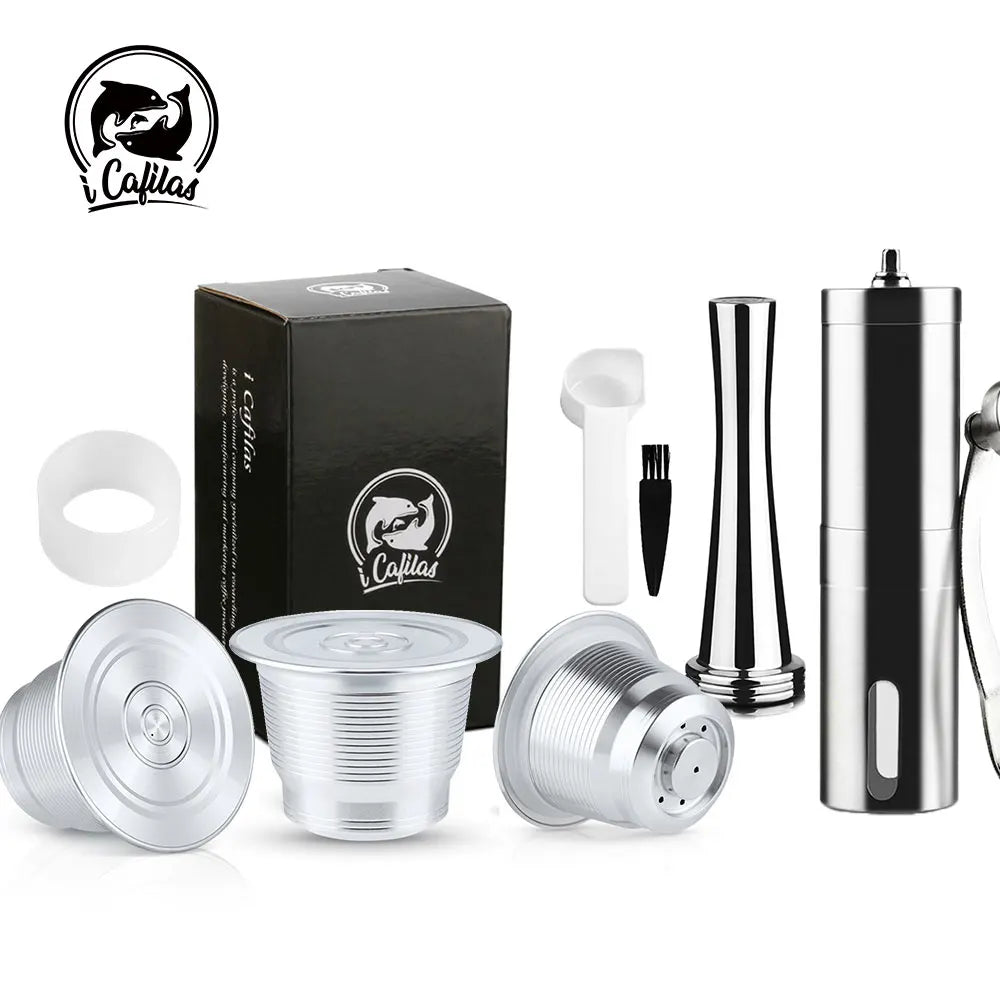 Reusable steel coffee pod filter for Nespresso Mini C30 D30 Pixie, compatible with espresso coffee capsules.