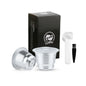 Reusable steel Nespresso coffee capsule filters for Mini C30, D30, and Pixie coffee makers, designed for espresso brewing.