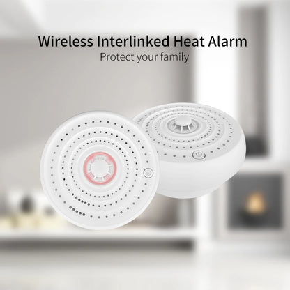 Wireless heat detector from BackupMyFilesNow.com, high-decibel fireproof temperature sensor with 10-year battery for smart home alarm system.