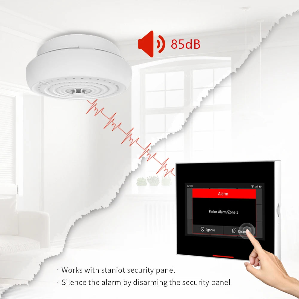Wireless heat detector by BackupMyFilesNow.com, high-decibel fireproof temperature sensor with 10-year battery for smart home alarms.