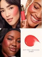 Rare Beauty Soft Pinch matte cushiony liquid blush in natural makeup look, lightweight cream-to-powder formula, applied on cheeks.