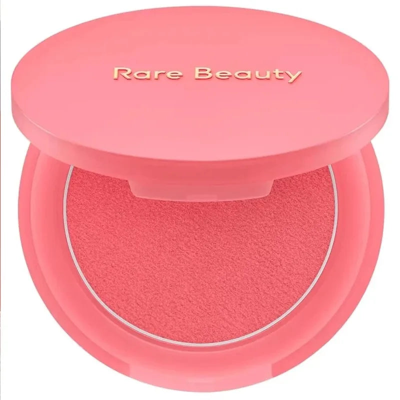 Rare Beauty Soft Pinch Matte Bouncy Cream-to-Powder Blush in airy, lightweight formula, natural makeup look, applied on cheeks.