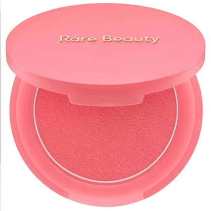 Rare Beauty Soft Pinch Matte Bouncy Cream-to-Powder Blush in airy, lightweight formula, natural makeup look, applied on cheeks.