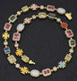 Gold-plated hip-hop gemstone necklace with titanium chain, 16 inches long, featuring vibrant gemstones for stylish jewelry.