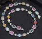Gold-plated hip-hop gemstone necklace with a 16-inch titanium chain, featuring vibrant gemstones for stylish jewelry.