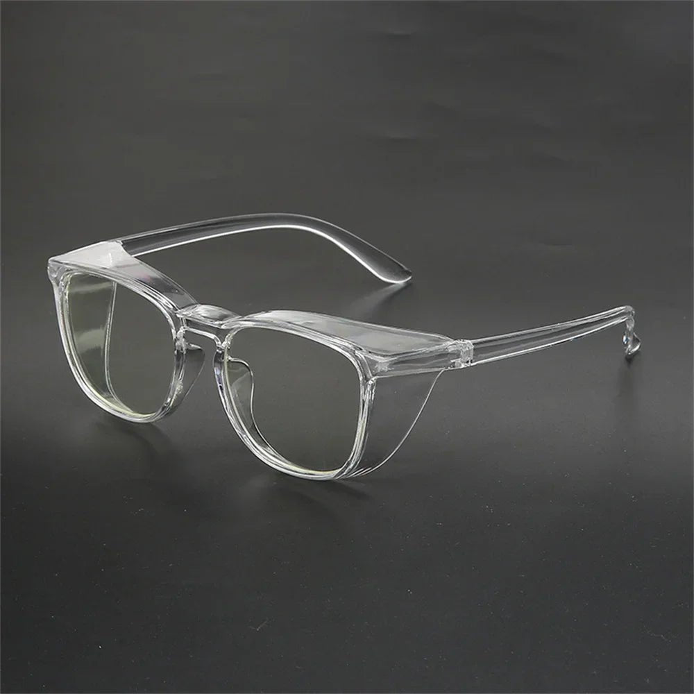 Transparent anti-blue glasses and safety goggles from BACKUPMYFILESNOW.COM® designed for riding, anti-splash, anti-shock, and anti-fog protection.