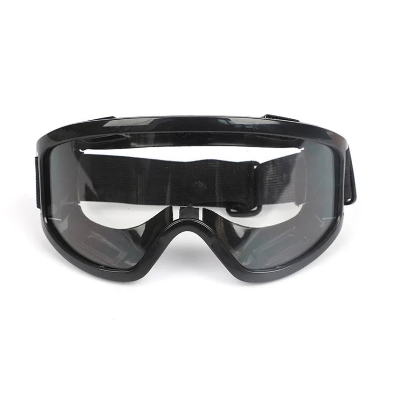 Clear anti-fog safety glasses by BACKUPMYFILESNOW, designed for riding, skiing, and sports, with adjustable fit and splash protection.
